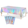 4 Pack Iridescent Tablecloth Laser Disposable Table Covers, 54"x108" Plastic