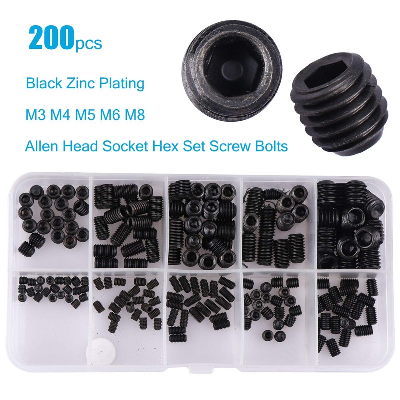 200Pcs Allen Head Socket Set Screws Internal Hex Drive Cup