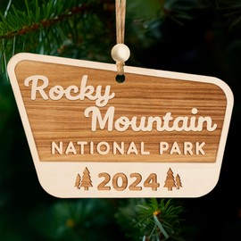 Wood National Park Ornaments, USA National Park Gifts for Travelers, Decor for Christmas Tree, 2024 Keepsake, Gifts for Hiking Lovers (Rocky Mountain)