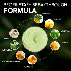 Hemp Cream - Maximum Strength - Natural Hemp Oil Extract Gel Rub with MSM - Glucosamine - Arnica - Turmeric - Maximum Strength - Formulated in USA - 3.9 oz