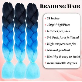 FANWYFYU 6Packs Ombre Braiding Hair 24inch Pre Stretched Jumbo Box Braids High Temperature Fiber Synthetic Afro Hair Extension for Braiding Crochet Twist Braid Hairs（C9）