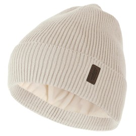 Beanie for Men, Stretchy Soft Cuffed Wooly Beanie with Thick Warm Lining, Unisex Classic Winter Hat, Gifts for Women/Men/Her/Him/Dad (White)