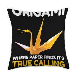 Origami Master Folding Paper Craft Origami Finds Its True Calling Paper Folding Art Throw Pillow, 18x18, Multicolor