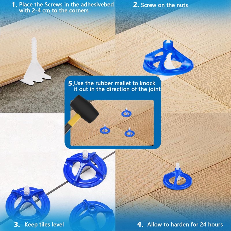 Deuvuo Tile Leveling System 200 Nuts,Tile Installation Tool for Stones