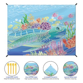 DPWCVM Beach Blanket Waterproof Sandproof Large Beach Mat 83" X 106" for 3-5 Adults Sand Free Mat Quick Drying,Lightweight & Durable with 4 Stakes & 4 Corner Pockets for Beach Camping