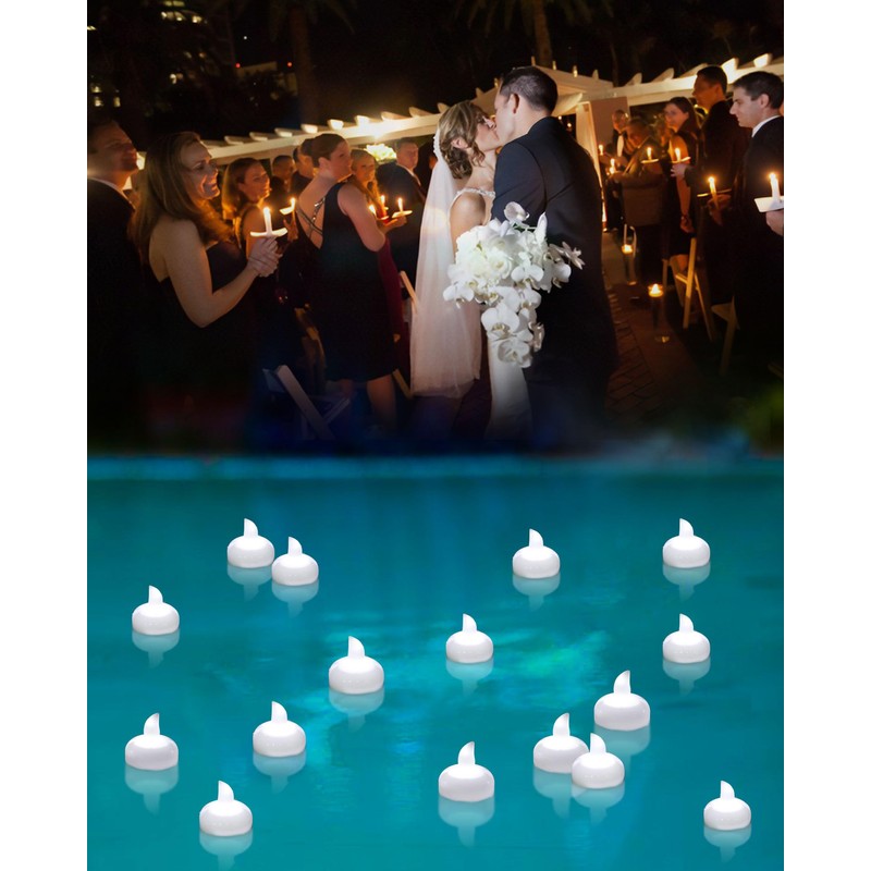 Yakpo 12 Pack Cool White Flickering LED Floating Tea Light,