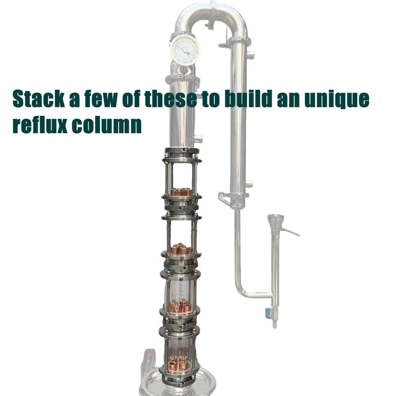 3 inch Glass Reflux Column Section with Copper Bubble Plate