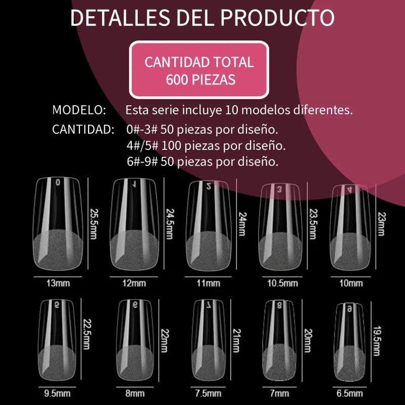 Tips Soft Gel Uñas Postizas Diferentes Modelos 600pzs Obp