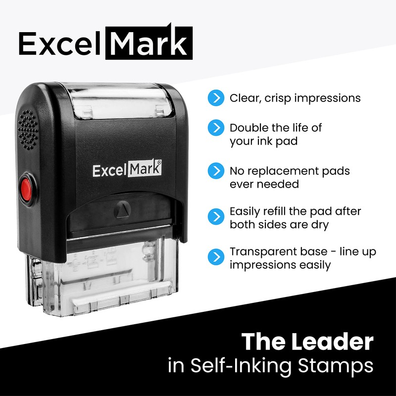 ExcelMark Custom Self Inking Rubber Stamp - Up to 3