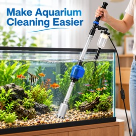 Electric Aquarium Gravel Vacuum for Fish Tank Cleaning – US Plug Siphon Water Changer with Adjustable Flow