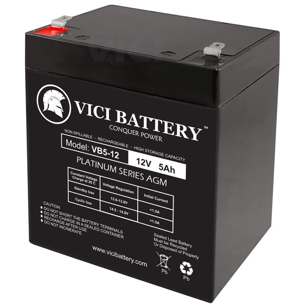 VICI Battery VB5-12 - 12V 5AH Solex BD124 Alarm Back Up DSC Security Panel Replacement Battery Brand Product