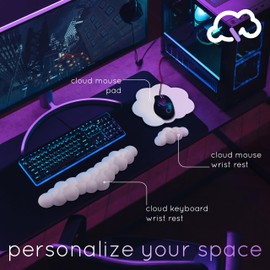 Qloud Cloud Wrist Rest Keyboard – Cloud Palm Rest Keyboard Rest Desk Cloud Wrist Pad – Keyboard Wrist Rest for Computer Keyboard Gaming Wrist Rest Cloud Arm Rest Keyboard Wrist Pad - Light Blue