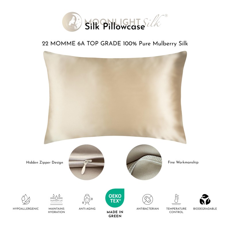 MOONLIGHT Silk 100% Silk Pillowcase 50 x 75 cm -