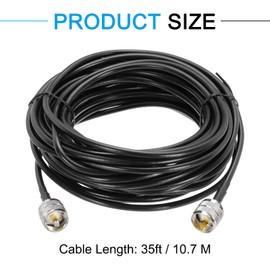 MECCANIXITY 1PCS RG58 Coaxial Cable 35ft/10.7 M, UHF PL-259 Male to Male Coax Cable 50 Ohm Low Loss Cable for CB Radio, Ham Radio, Antenna Analyzer