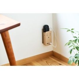 Fargo SATI COLOR CT221BE Wall Mounted Power Strip with Smartphone Stand Quick Charging USB 4.2A USB-A Port, 4 AC Outlet Outlet for Easy Insertion in 14 Colors, Latte Beige