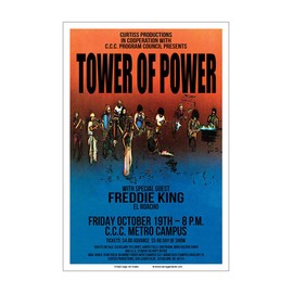 Raw Sugar Art Studio Tower Of Power/Freddie King 1973 Cleveland Concert Poster