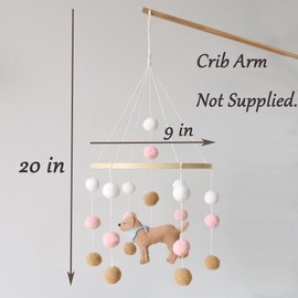Baby Crib Mobile for Girls Boys Dog theme Baby Mobile for Crib Mobile for Bassinet with Felt Ball