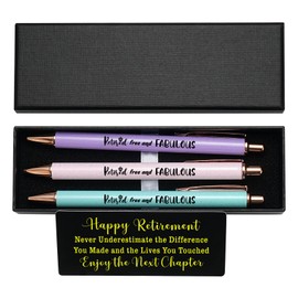 WHLBHG Retirement Gift Retired free and Fabulous Retractable Ballpoint Pen 3pcs Set,1mm Medium Black Ink for School Office Farewell Gifts for Coworker (Pen-Retired free)
