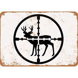10 x 14 METAL SIGN - Deer Hunting Rifle Scope - Vintage Rusty Look