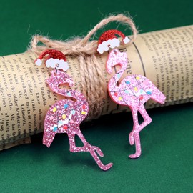 Christmas Flamingo Earrings Acrylic Cute Christmas Dangel Drop Earrings for Women-Flamingo