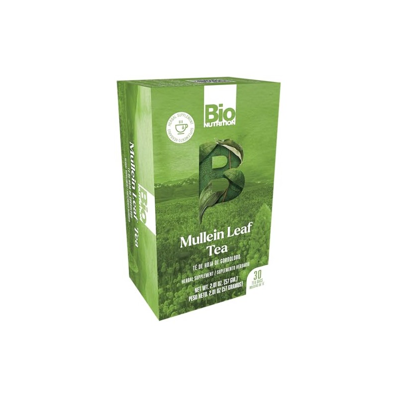 Bio Nutrition Mullein Leaf Tea, Herbal Supplement, 30 Tea Bags,