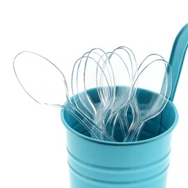 AmerCareRoyal Heavy Weight Unwrapped Disposable Polystyrene Plastic Teaspoons for Restaurants and Catering in Retail Packaging, Clear, Pack of 1000