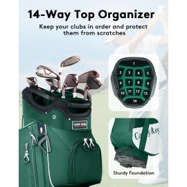 Candyroyal Golf Cart Bag:14 Way Full Length Divider Top Lightweight with Cooler Dark Green