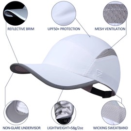 GADIEMKENSD - Sombreros sin estructura para mujer, con ala reflectante UPF 50+, gorras para exteriores, Blanco, 7-7 3/8