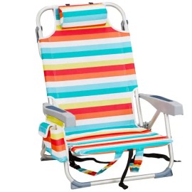 63*65*82cm Short Oxford Cloth Silver White Aluminum Tube Bearing 100kg Beach Chair Rainbow Stripescolor: as picture Color