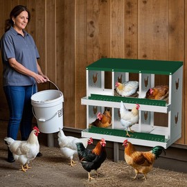 Chicken Nesting Box, 6 Compartment Metal Chicken Nesting Boxes for Chicken Coop, Easy Egg Collection, Easy Cleaning, Chicken Laying Boxes for Hens, Green