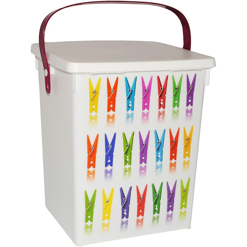 eMKay® Plastic 5Lt Peg Design Pegs Storage Box Container Caddy