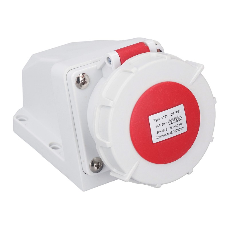 Industrial Connector Socket 16A 5 Pin 3P+N+E Surface Mount IP67