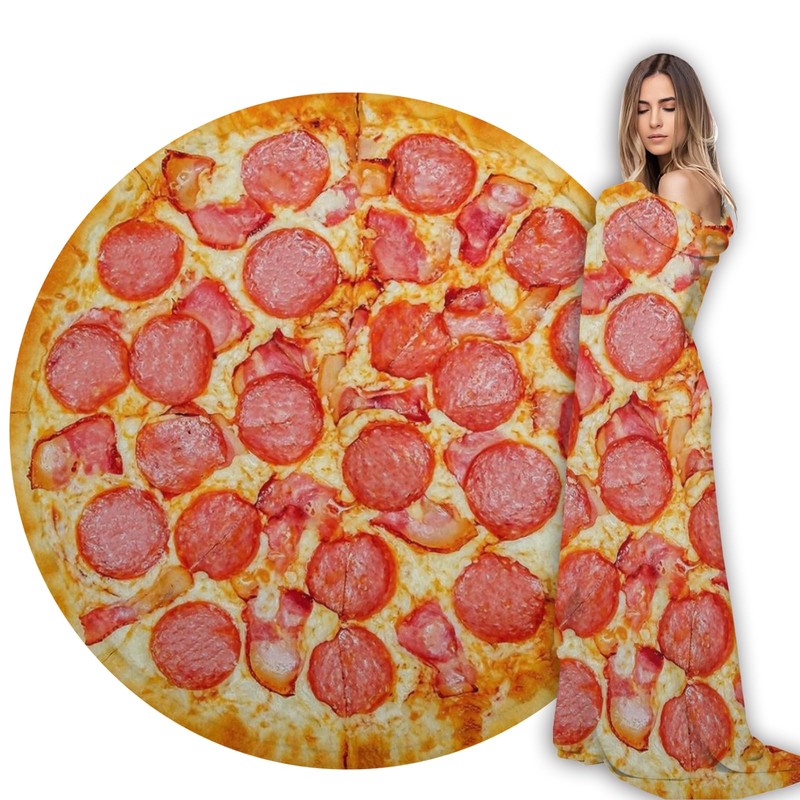Abaysto Flannel Fleece Blanket Pizza Wrap Blanket Round Throw Blanket