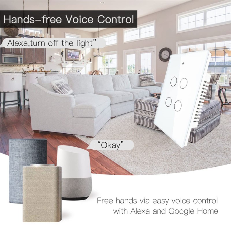 MOES Touch Wall Single Live Wire Smart Switch, No Neutral