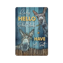 Rustic Retro Metal Tin Sign Donkey Hello Sweet Cheeks Poster Bathroom Signs Wall Decor Vintage Bathroom Farmhouse Home Restroom Toilet Bath Signs Wall Decor 8x12 Inch