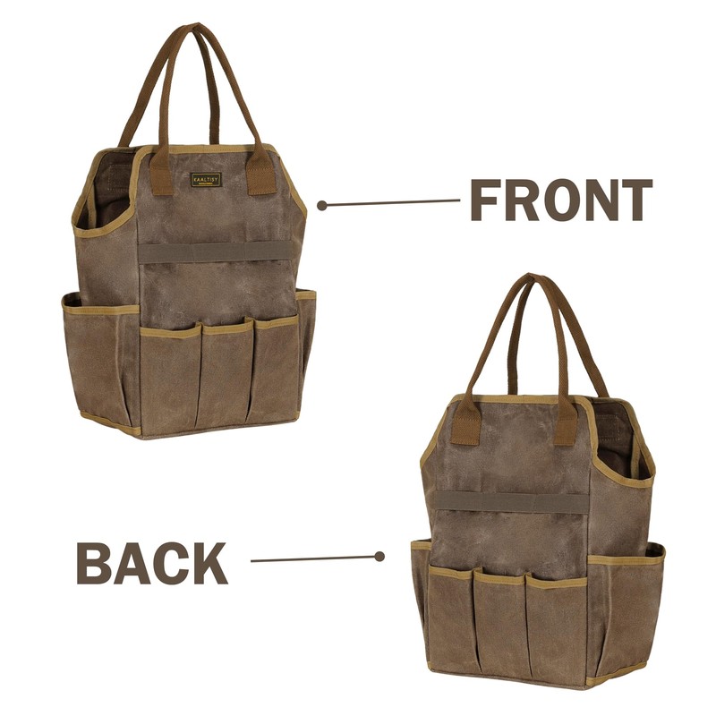 Canvas Garden Tool Bag, 16OZ Waxed Canvas Garden Tools Storage