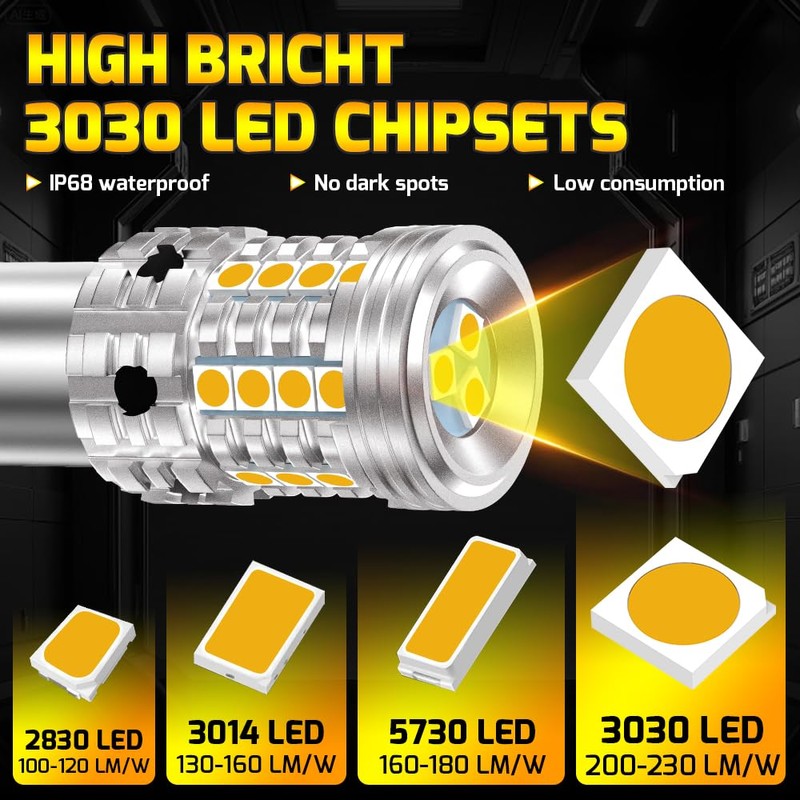 UPXSXT 2Pcs 1156 LED Bulb Amber, 7507 BAU15S Py21w Led