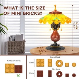 HIGH GODO Vintage Table Lamp Clamp Building Blocks Set, 804 Pieces with LED Mini Building Blocks Toy, Home Decor Decoration Gifts for Adults or Children from 8 Years