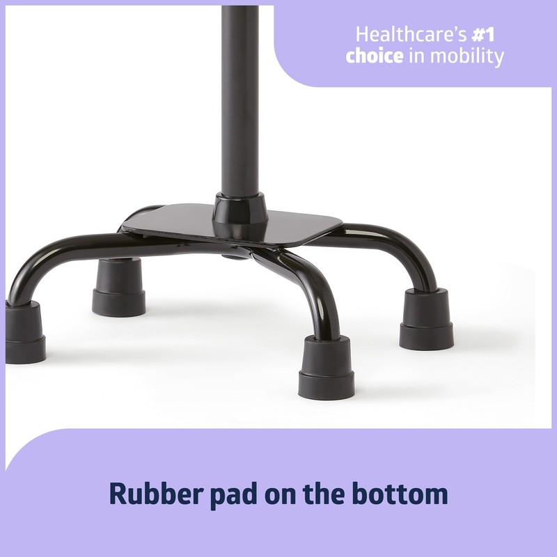 Medline Aluminum Quad Cane with Small Base for Balance, Knee