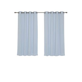 Best Home Fashion Closeout Basic Thermal Insulated Blackout Curtains - Antique Bronze Grommet Top - Sky Blue - 52" W x 54" L – No tie Backs (Set of 2 Panels)