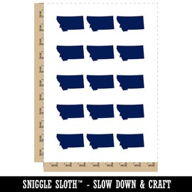 Montana State Silhouette Temporary Tattoo Water Resistant Fake Body Art Set Collection - 15 2" Tattoos (1 Sheet)