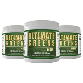 Daily Health, Ultimate Greens Powder Immune Support Vegan Friendly Vegetable Alkalize Drink NO GMO Gluten Soy Free 8oz 3 Pack