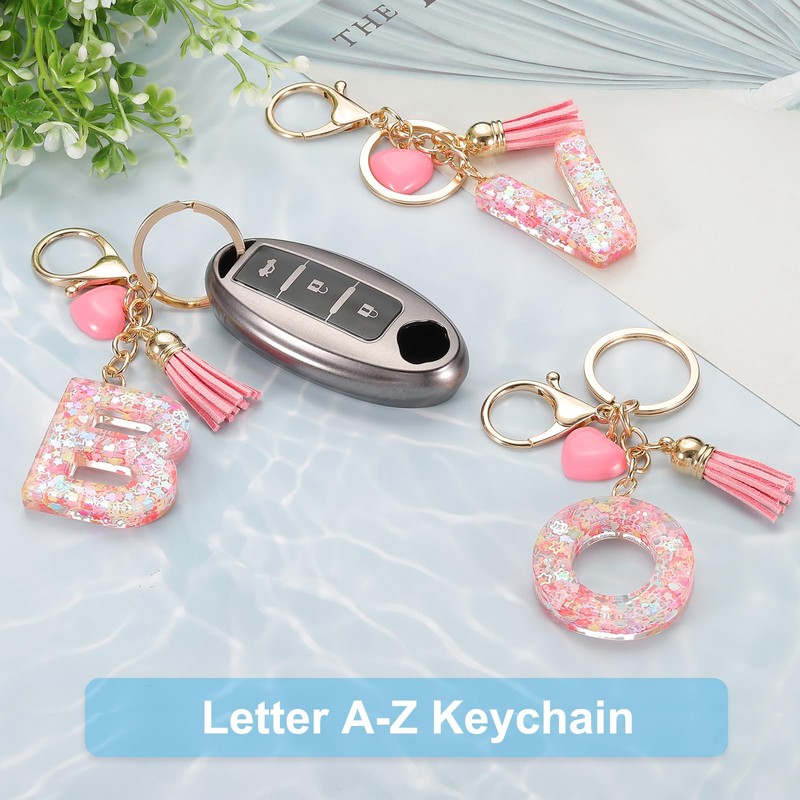PATIKIL Initial Letter Keychain, Letter J Heart Design Charm with