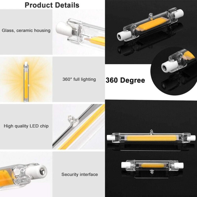 R7s Cob LED Glass Tube J118 Bulb Dimmable For Home
