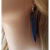 Navy Blue Feather Earrings - Handmade