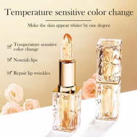 Transferproof Color Changing Lipstick,Gold Crystal Lipstick Color Changing Long Lasting,Vitamin E Nourishing For Cracked & Dry Lips (02)