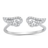 White CZ Open Adjustable Angel Wings Ring .925 Sterling Silver