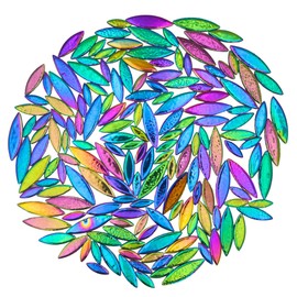 Yuvori 1.1 lbs Ceramic Leaf-Shaped Mosaic Tiles, Mixed Sizes, DIY Decor for Bathrooms, Living Rooms, Kitchens, Gardens (Rainbow)