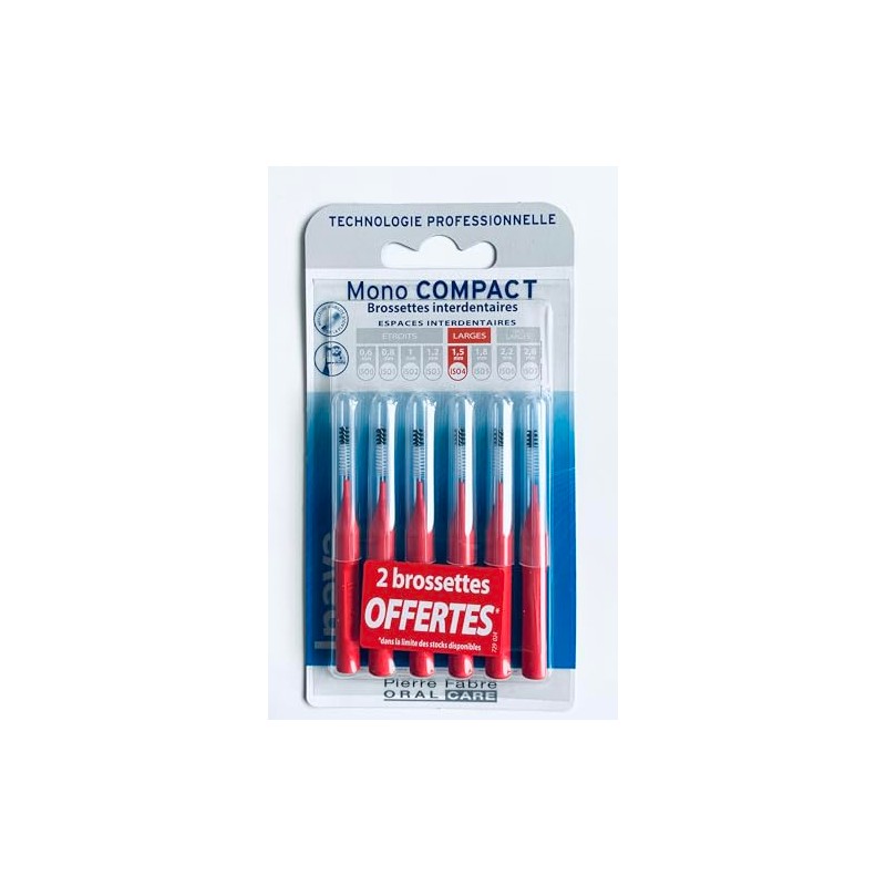 Inava Mono Compact Bürsten, 1,5 mm, große Räume, Rot, 4