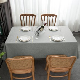 WELTRXE Table Cloth, Rectangle Tablecloth, 140x200cm, Water Resistant Wipe Clean Dining Table Cover, Tabletop Decoration for Birthday Party Cafe Restaurant Buffet, 210GSM Jacquard Fabric, Silver Grey